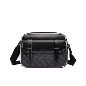 <span class=keywords><strong>Bolso</strong></span> Cruzado de Negocios para <span class=keywords><strong>Hombre</strong></span>, Impermeable, de PU, con Diseño Cuadriculado Negro - Product Image 2