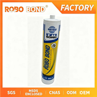 Scellant silicone neutre ROBO BOND, 100% silicone pour mur-rideau en verre, scellant météo non structurel, transparent, en cartouche