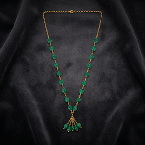 Custom Italian Brass Rhodium Plated <b>Necklace</b> <b>Green</b> Garnet <b>Bead</b> Freshwater Pearl Station Cascading Tassel Drop Cable Wedding - Product Image 5