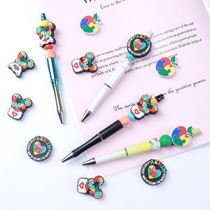 เทรนด์ใหม่การรับรู้แบบออทิซึมริบบิ้นชุดปากกาซิลิโคนที่เน้นลูกปัดมีเสน่ห์ท็อปเปอร์ - Product Image 3