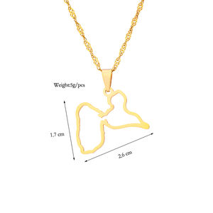 Mode Carte de la <span class=keywords><strong>Guadeloupe</strong></span> Pendentifs Colliers Femmes Bijoux En Acier Inoxydable France <span class=keywords><strong>Guadeloupe</strong></span> Carte Coeur et Contour Design - Product Image 2