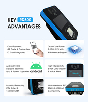 Rakinda RD800 Android 10, Pantalla a Color de 5 Pulgadas, Conectividad RS232 y Puerto USB, Protocolo Wiegand, Distancia de Lectura de 8 cm, Pago por Código QR