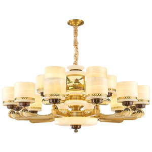 Chinese Style All Copper Jade Chandelier Multi Head Led <b>Light</b> For Living Room Home Decor - Product Image 4