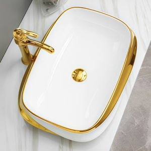 Lavabo da Appoggio in Ceramica Nera Lucida con Bordo Argento Avant-Garde, Lavandino Artistico per Bagno - Product Image 3