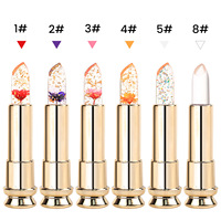 Rouge à lèvres transparent de haute qualité à changement de couleur avec fleur végétale nourrissante, rouge à lèvres magique à fleur, étiquette privée