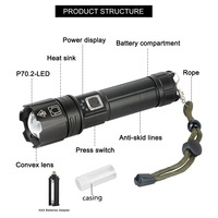 Helius alta calidad Super brillante P70 luz fuerte aleación de aluminio de largo alcance impermeable 5V USB recargable linterna al aire libre