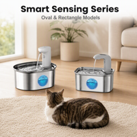 Fontaine à eau pour chat DRH 3.2L en acier inoxydable, pompe sans fil, fontaine à eau intelligente pour chat, distributeur d'eau automatique rechargeable pour animaux de compagnie