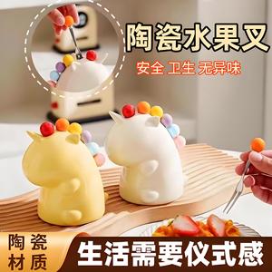 Cute Unicorn Fruit Keeper <b>Set</b> Plastic Stainless Steel Spoon For <b>Kids</b> Dessert <b>Tools</b> - Product Image 4