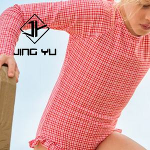 Traje de Baño de Manga Larga a Cuadros de Verano de Alta Calidad para Niños, Bikini de Nailon Personalizado OEM para Niñas - Product Image 2