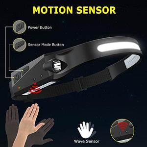 Customized Outdoor USB Rechargeable LED Headlamp Bright COB Forehead Torch Sensor for Camping - Product Image 3