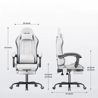 Chaise de jeu ergonomique à dossier haut avec accoudoirs articulés et repose-pieds, siège rembourré gris
