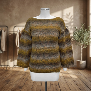 FW23 Rose Knitting Women's Custom Winter Thick Casual Front Sweater <b>Wrap</b> Lantern Sleeves Crew Neck Knitted Pullover Acrylic <b>Wool</b> - Product Image 3