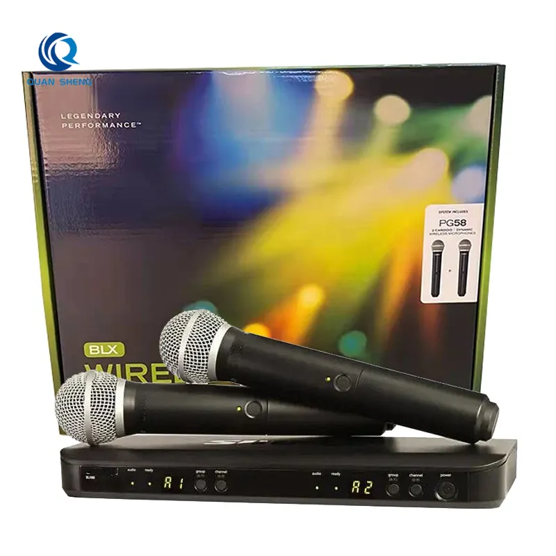 High Quality BLX8 Dual Channel Wireless Microphone Dual Handheld Wireless PG58 Microphone Digital Vocal System BLX288