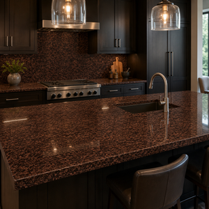 Tan Brown Modern-Style Polished <b>Granite</b> Tile UNION Brand Durable Kitchen Bathroom Outdoor Exterior Dining Use - Product Image 3
