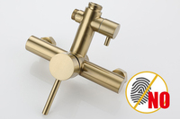 Ensemble de système de douche de pluie 2 fonctions colonne de salle de bain en acier inoxydable 304 ss mélangeur à 2 voies or brossé pomme de douche de 10 pouces