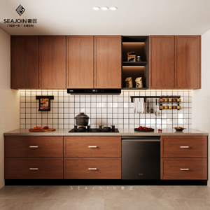 도매 고급 모던 가구 조립 완료된 쉐이커 스타일 원목 무늬 모듈형 친환경 주방 캐비닛 - Product Image 1