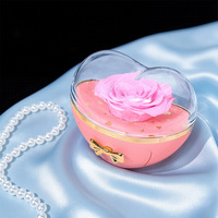 Boîte cadeau créative en forme de cœur avec rose éternelle et tiroir à bijoux dissimulé, boîte à bague de fiançailles de luxe légère pour la Saint-Valentin