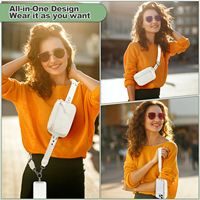 Clip and Go Strap pour téléphone avec portefeuille Crossbody Phone Lanyard Réglable et détachable avec fenêtre d'identification et fermeture éclair