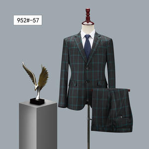Diseñador Slim Fit Blue Plaid Hombres <span class=keywords><strong>Terno</strong></span> Masculino Single Breasted 3 PCS Blazer Pantalón <span class=keywords><strong>Chaleco</strong></span> Boda Tallas grandes Transpirable Plano - Product Image 2