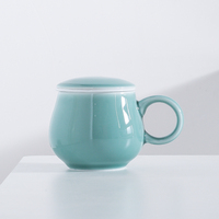 Tasse à café ou à thé en porcelaine émaillée de couleur personnalisée en forme de pomme, avec infuseur et couvercle, 360 ml, style chinois, emballage en boîte cadeau