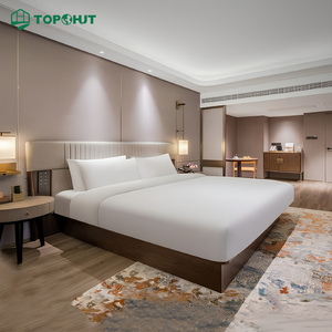 Ensemble de mobilier de <span class=keywords><strong>chambre</strong></span> <span class=keywords><strong>d</strong></span>'hôtel TOPOHUT en bois de noyer et cuir pour la rénovation <span class=keywords><strong>d</strong></span>'hôtels <span class=keywords><strong>d</strong></span>'affaires de type boutique, projet FF&E en gros - Product Image 1