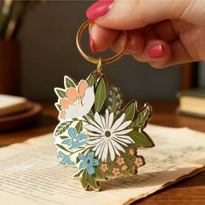 Llavero de Metal con Flores 2D y 3D, Personalizado, Esmaltado, Souvenir Promocional, Venta al Por Mayor de Fábrica - Product Image 1