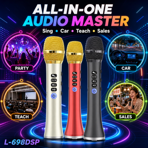 Amplificateur de puissance karaoké 3 en 1, caisson de basses, microphone sans fil Yin, micro, microfono inalambrico profesional, liaison FM à l'autoradio - Product Image 3