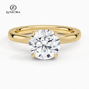 Ouro Sólido 10K 14K 18K 1ct 2ct 3ct Lab Grown Diamante DEF Cor VVS VS Diamante 4 Pontas Anel com Acentos Anel de Noivado - Product Image 1