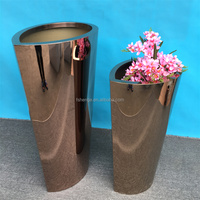 Vas Bunga Stainless Steel Modern Pot Bunga Logam Dekorasi Rumah Penanam Bunga Dalam Ruangan untuk Taman