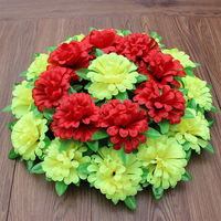 Sympathie soies cimetière PE Arrangement forme ronde service commémoratif cérémonie funéraire rituel fleurs artificielles couronne pour tombe