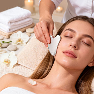 Private Label in acciaio inox Guasha viso occhio Guasha cura della pelle massaggiatore viso <span class=keywords><strong>Gua</strong></span> Sha strumento di bellezza - Product Image 4