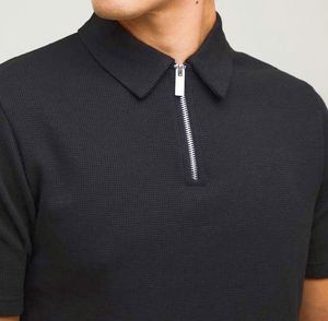 Conjunto de Polo y Pantalones Cortos Deportivos de Algodón, Cuello con Cierre, Estampado, Estilo Casual, Transpirable, Corte Ajustado, Color Negro - Product Image 3
