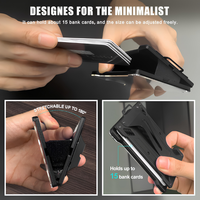 RFID bloquant minimaliste élégant porte-carte d'identité en métal en aluminium porte-badge portefeuille avec trou de lanière de fenêtre d'identification facile à montrer