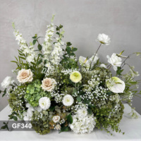 Best Verkopende Grote Hortensia En Anthurium Gemengde Groene Bloem Boeket Arrangement 80Cm Grote Gangpad Bloem Voor Kerk Bruiloft Grond
