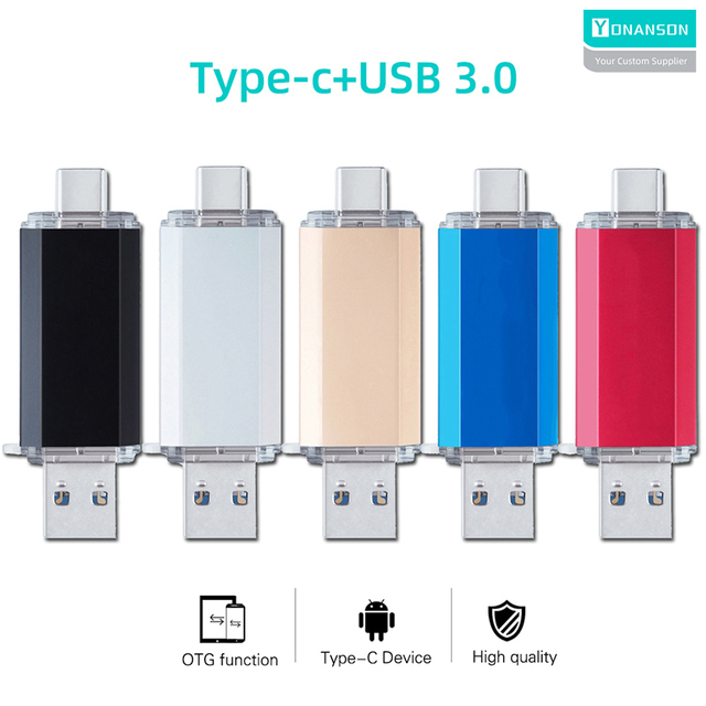 Type c 2 in 1 OTG 8GB 16GB Metal USB Flash Drive Custom Logo Cheap 2.0 4GB 8GB 32GB 64GB USB Stick 3.0 128GB Pendrive Gift