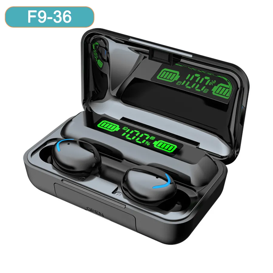 Factory wholesale Cheapest F9 Waterproof Wireless Tws Audifonos Gaming Earphones F9-5 Bt 5.2 Tws Led Bluetooth Headphone
