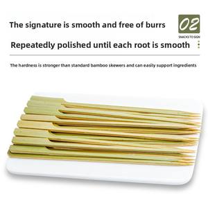 Brochetas de Bambú Biodegradables Desechables, 100 Piezas/Paquete, Venta al por Mayor, Estilo Japonés y Coreano, para Barbacoa, Aperitivos, Recubiertas de Azúcar, Personalizadas - Product Image 3