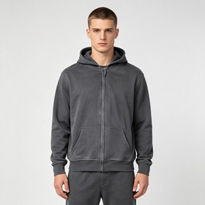 Sudadera con capucha y pantalones de chándal de algodón grueso con estampado de rizo, bolsillos laterales, hombros caídos, estilo urbano, personalizados, ecológicos, informales, al por mayor - Product Image 6