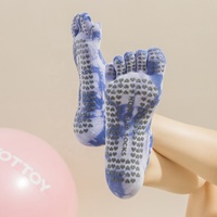 Chaussettes de yoga à cinq doigts antidérapantes tie-dye pour femmes, chaussettes de sport professionnelles en coton pour Pilates - Édition été Fabriqué en Chine