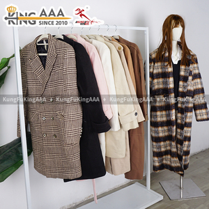 KingAAA Abrigo Largo de Lana Cruzado de Segunda Mano para Mujer, Chaqueta de Tweed Vintage Usada sin Forro, Retro con Botones para Invierno - Product Image 3