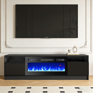 Meuble TV autoportant décoratif avec <span class=keywords><strong>cheminée</strong></span> et lumières à flamme vacillante 3 couleurs pour la maison - Product Image 4