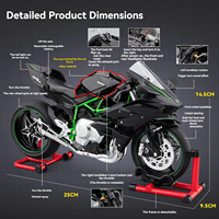 JY 2026 Nouveau style très prisé Moto Kawasaki Ninja H2R en métal moulé sous pression à l'échelle 1:9, jouet électrique ludique avec fonction de pulvérisation, collection pour garçons