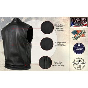 2025 cuero USA MADE hombres Black Chaos Premium doble cierre motocicleta chaleco MLVSM5004 para Auto Racing Wear - Product Image 4