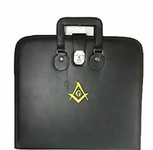 Delantal de cuero masónico de alta calidad, maletín suave con diseño 3D bordado, logotipo magnético personalizable de buena calidad - Product Image 1