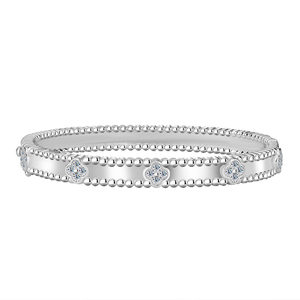2025 High Quality Luxury 925 <strong>Silver</strong> Moissanite Four Leaf Clover <strong>Bangle</strong> Women's Gifts Lucky Clover <strong>Bracelet</strong> - Product Image 1