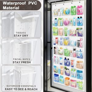 Over The Door <b>Shoe</b> Organizer 40 Pockets Clear PVC Waterproof Hanging Storage For Closet Bathroom White Rectangular <b>Hook</b> Type - Product Image 5