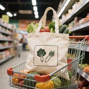 Bolso Tote de lona de algodón para mujer con estampado de cremallera y compras a la moda al por mayor con logotipo impreso personalizado - Product Image 4