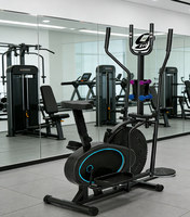 Ventilateur d'exercice à résistance à l'air, appareil d'exercice elliptique, vélo d'entraînement magnétique silencieux avec disque de torsion de la taille LFC1022-bleu-c