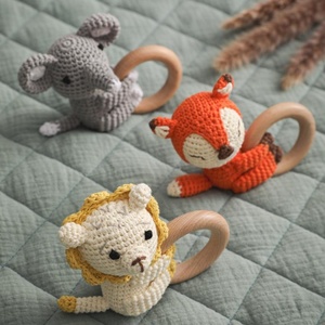 <span class=keywords><strong>Anneau</strong></span> <span class=keywords><strong>de</strong></span> <span class=keywords><strong>dentition</strong></span> en bois tricoté pour bébé, mignon, <span class=keywords><strong>Lion</strong></span>, renard, éléphant, Crochet, Animal, hochet, jouet, accessoire <span class=keywords><strong>de</strong></span> soins, hochet pour bébé, cadeau, 2022 - Product Image 5