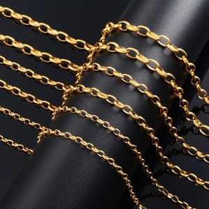Collier ovale Yadreva en acier inoxydable couleur or, chaîne Rolo, fournitures pour la fabrication de bijoux - Product Image 1